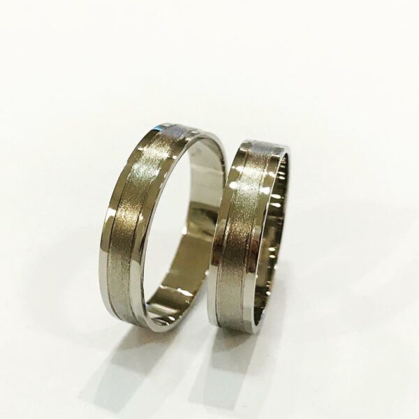 Par alianzas cinta  oro blanco 18k