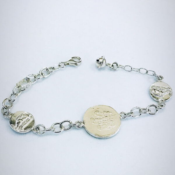 Pulsera Eslabon con Medallas Plata 925