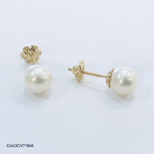 Caravanas Perlas Oro 18kts