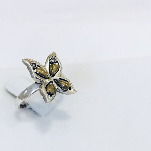 Anillo Plata y Oro Mariposa