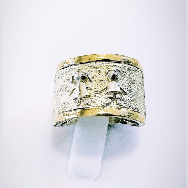 Anillo plata y oro Niño y Niña