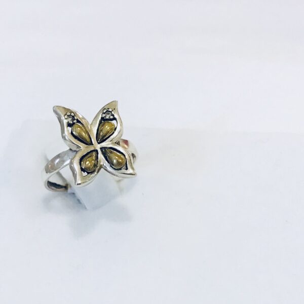 Anillo Plata y Oro Mariposa