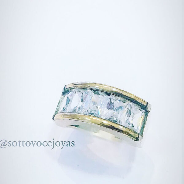 Anillo plata y oro cristal