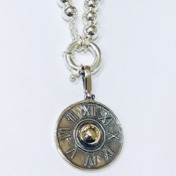 Medalla Plata 925 y Oro Numeros Romanos