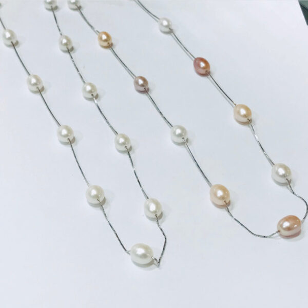 Cadena Plata 925 Perla Cultivo Agua Dulce