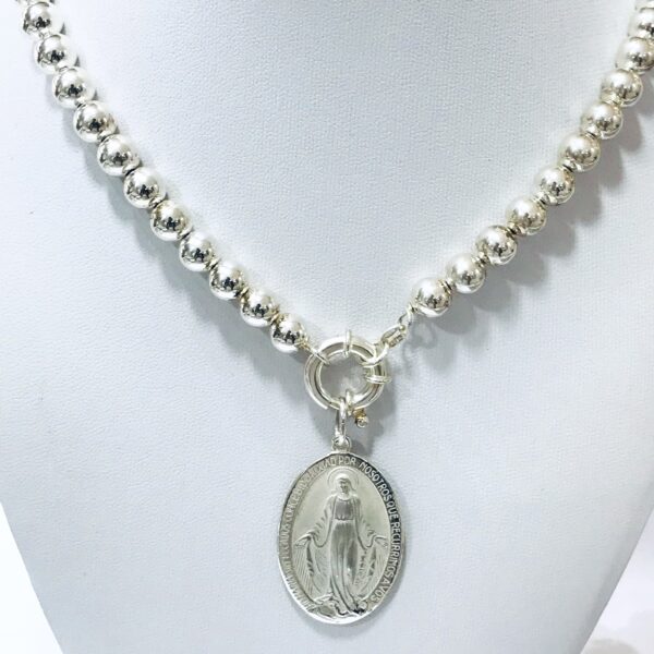Cadena Bolita Plata 925 Virgen Milagrosa
