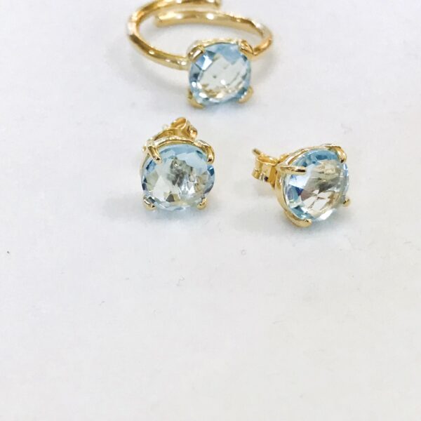 Caravana Goldplated Plata 925 Piedra Agua Marina