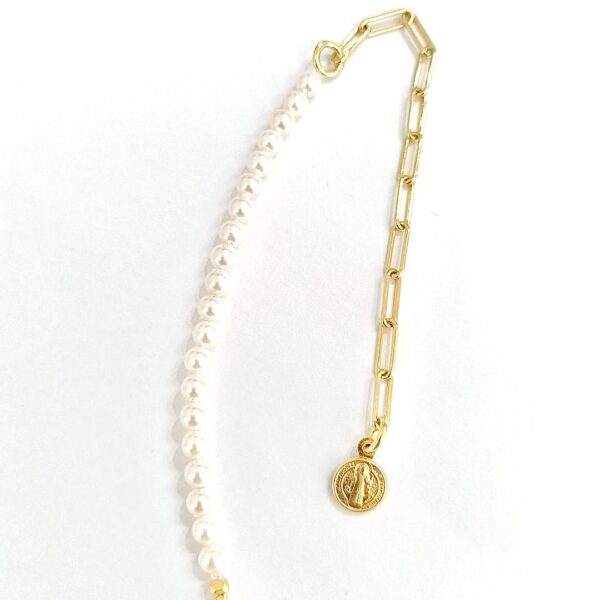 Pulsera Goldplated eslabón Force y Perla cultivo Agua dulce